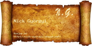 Nick Györgyi névjegykártya